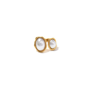 Versatile Double Pearl Stainless Steel Ring