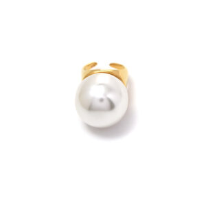 Simple Single Pearl Stainless Steel Ring