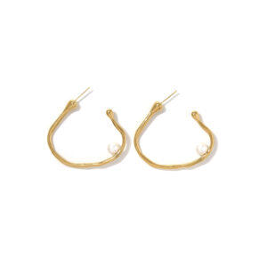 Minimalist Line Pearl Stainless Steel Drop Earrings