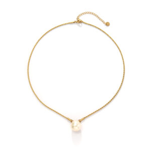 Versatile and stylish large pearl pendant stainless steel necklace
