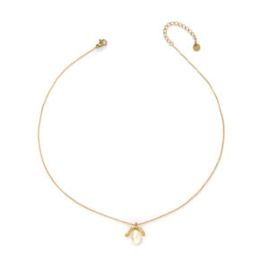 Unique minimalist oval baroque pearl delicate necklace