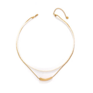 Double-layer Chain Pearl Stainless Steel Pendant Necklace