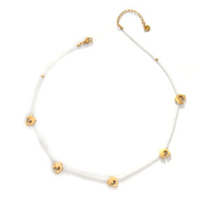 Light French millet pearl marine element necklace
