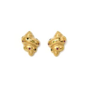 Marine Element: Fashionable Conch Stainless Steel Diamond-Embedded Ear Studs