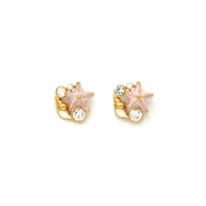 Marine Element: Conch and Starfish Stainless Steel Diamond-Embedded Ear Studs