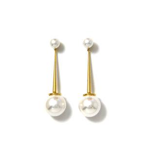 Long-style Double Pearl Earrings, Fashionable Stainless Steel Pearl Earrings
