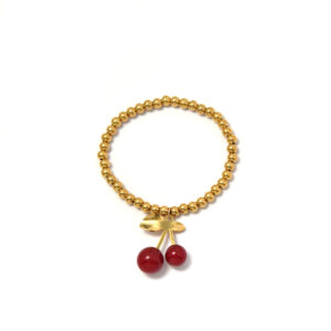 Red Large Cherry Pendant Bracelet with Fruit Elements