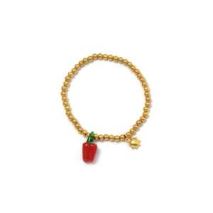 Cute Red Chili Pepper Pendant Bracelet with Fruit Elements