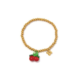 Cute Red Cherry Pendant Bracelet with Fruit Elements
