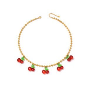 Happy Moments: Cute Summer Party Cherry Necklace with Fruit Elements