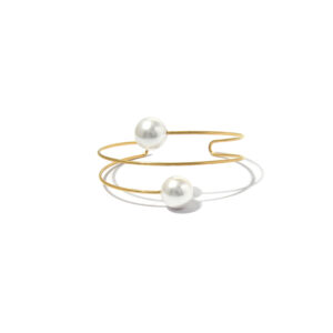 Unique Design Double Pearl Spiral Stainless Steel Bracelet