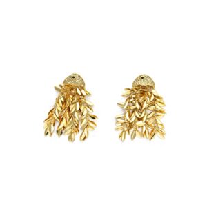 Ocean Element Jellyfish Tassel Stainless Steel Diamond-Embedded Earrings