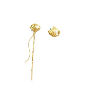 Summer New Shell Irregular Ocean Beach Style Stainless Steel Pearl Earrings