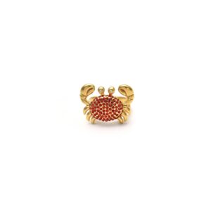 Marine Element: Exquisite and Lovely Diamond-encrusted Crab Ring