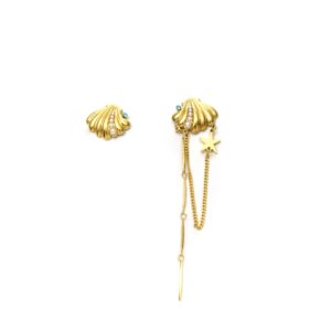 Summer New Shell Ocean Beach Style Stainless Steel Pearl Earrings