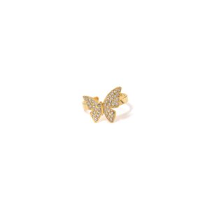 Full-Diamond Gold Butterfly Designed Fashionable Women's Ring