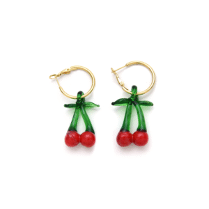 Fruit Element Designed Cherry Stainless Steel Earrings