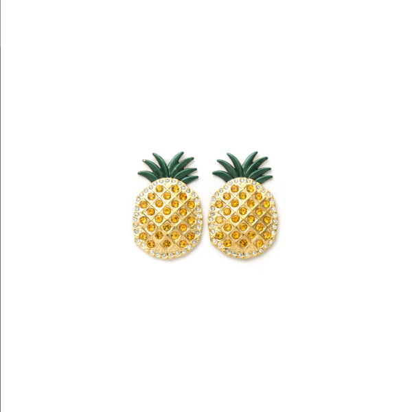 Full-Diamond Pineapple Sweet Designed Stainless Steel Earrings