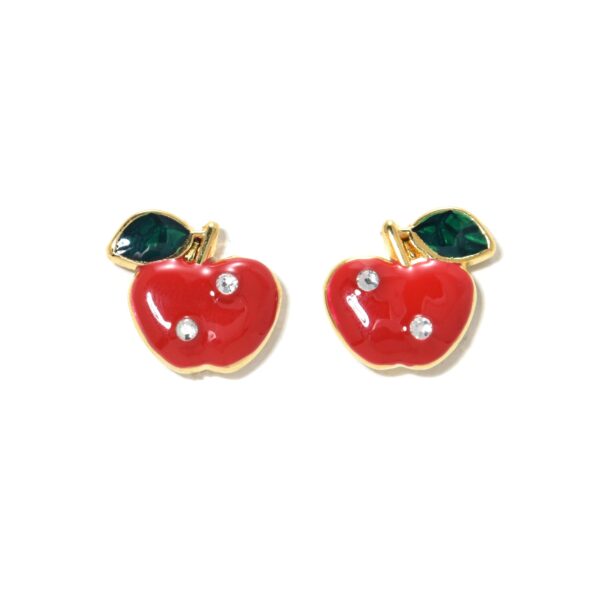 Fruit Element Apple Exquisite Girly Stainless Steel Diamond-Embedded Earrings