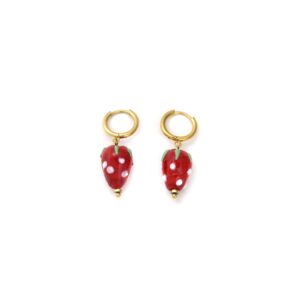 Fruit Element Fresh and Cute Strawberry Simple Small Versatile Stainless Steel Earrings