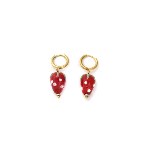 Fruit Element Fresh and Cute Strawberry Simple Small Versatile Stainless Steel Earrings