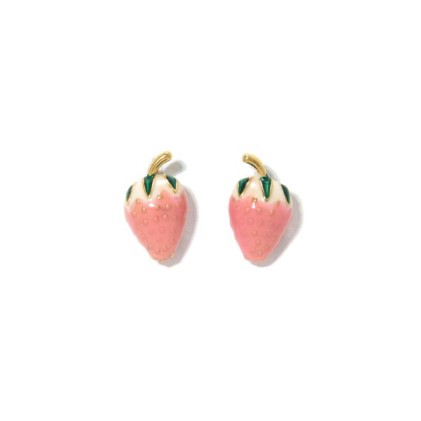 Fruit Element Pink Little Strawberry Cute Versatile Stainless Steel Stud Earrings