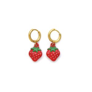 Fruit Element Cute Strawberry Stainless Steel Earrings