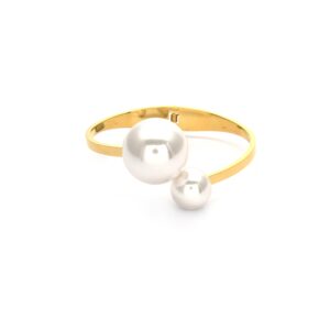 Fashionable and elegant double-pearl open bangle