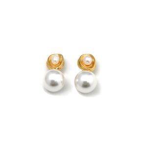 Vintage Design Gold Double Pearl Versatile Earrings
