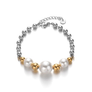 Two-tone Bead and Pearl Bracelet, with Large Pearls
