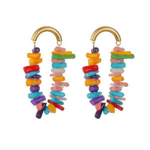 Curved Gravel Tassel Earrings