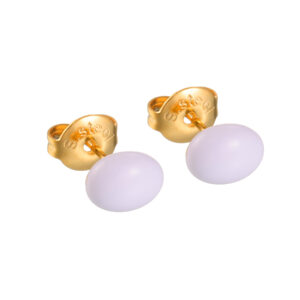 Simple Oil-Dropped Oval Small Stud Earrings, White
