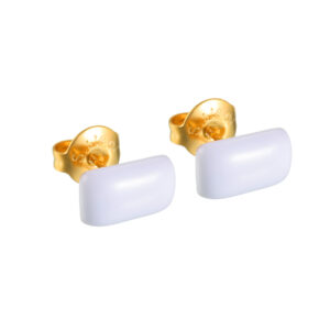 Simple Oil-Dropped Rectangular Small Stud Earrings, White