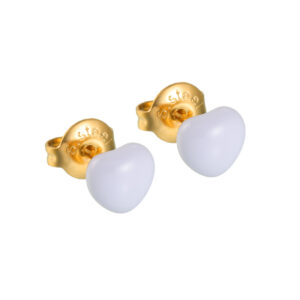 Simple Oil-Dropped Heart Small Stud Earrings, White