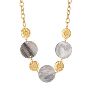 Sun Pattern Disc Necklace, Black