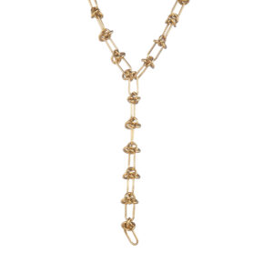 Knotted Chain Tassel Necklace, Gold