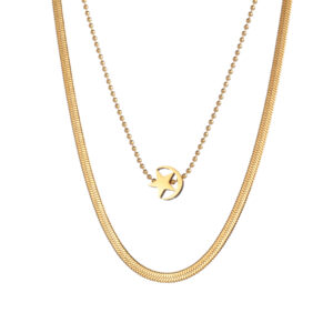 Double-Layer Layered Necklace with Small Pendant