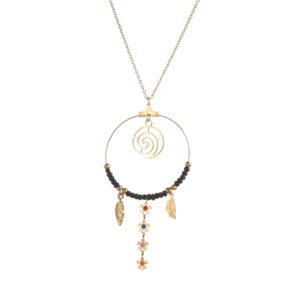 Multi-element Rice Bead Circle Tassel Necklace