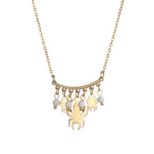 Rice Bead Small Pendant Necklace, Spider Design