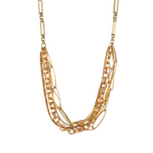 A variety of multi-layer chain linked necklaces, five-layer chains