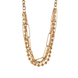 A variety of multi-layer chain combination necklaces, gold-colored