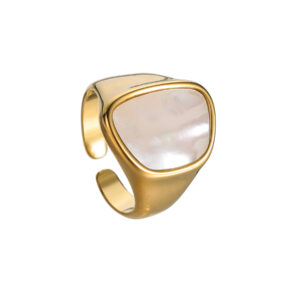 Vintage Geometric Open Ring, White