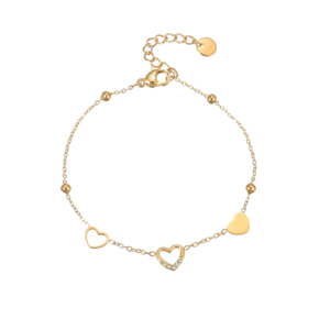 Multi-element Heart Bracelet, with a Single Heart in the Middle