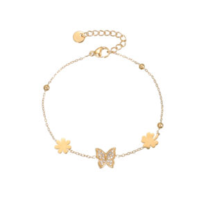 Multi-element Butterfly and Four-Leaf Clover Bracelet