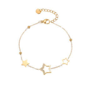 Multi-element Five-Pointed Star Bracelet, with a Large Diamond-Studded Five-Pointed Star