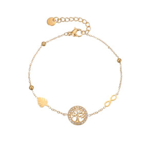 Multi-element Diamond-Studded Tree of Life Bracelet