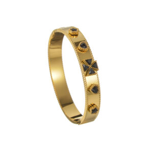 Multi-element Four-Leaf Clover Diamond-Embedded Bracelet, Black