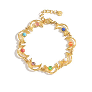 Multi-element Colored Turquoise Bracelet, with Moons