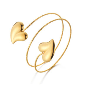 Double Heart Arm Cuff, Gold