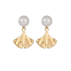 Ginkgo Leaf Pearl Earrings